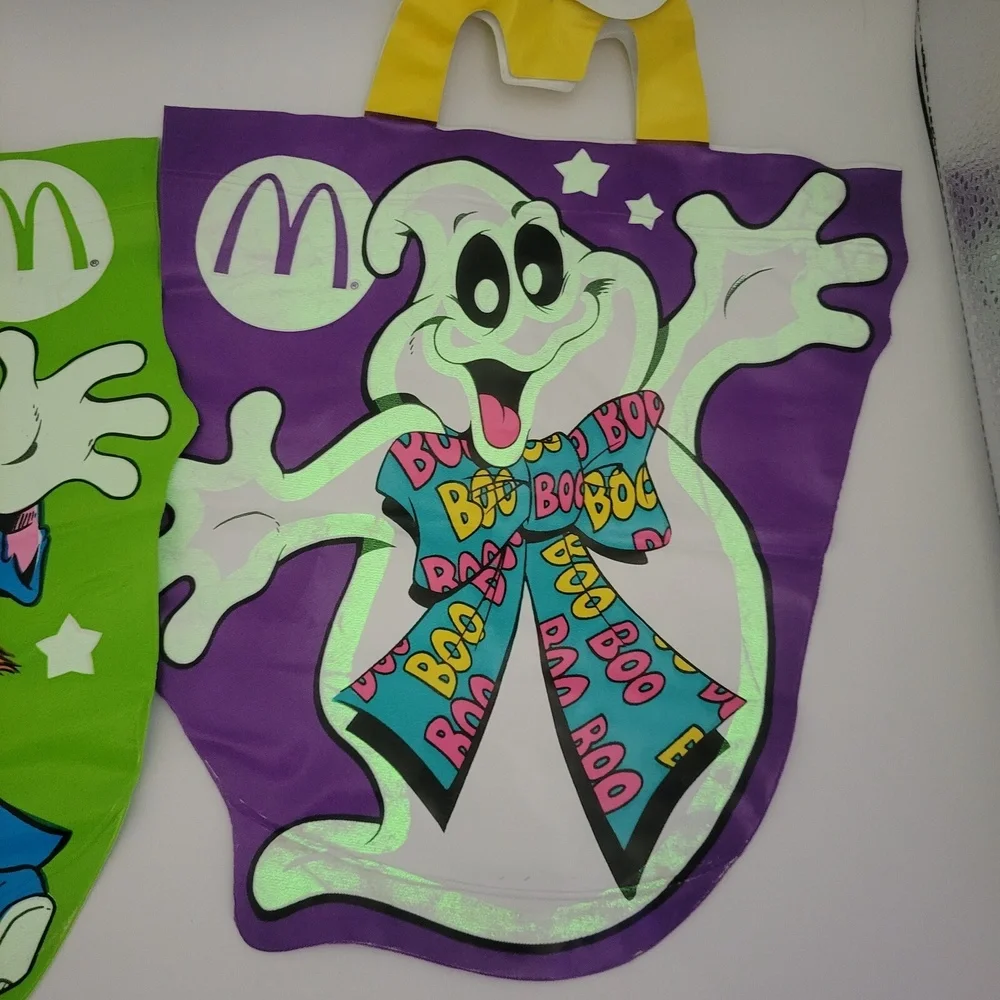 VTG McDonalds Vinyl McBoo Haloween Bags Ghost Witch Glow In The Dark 1990
